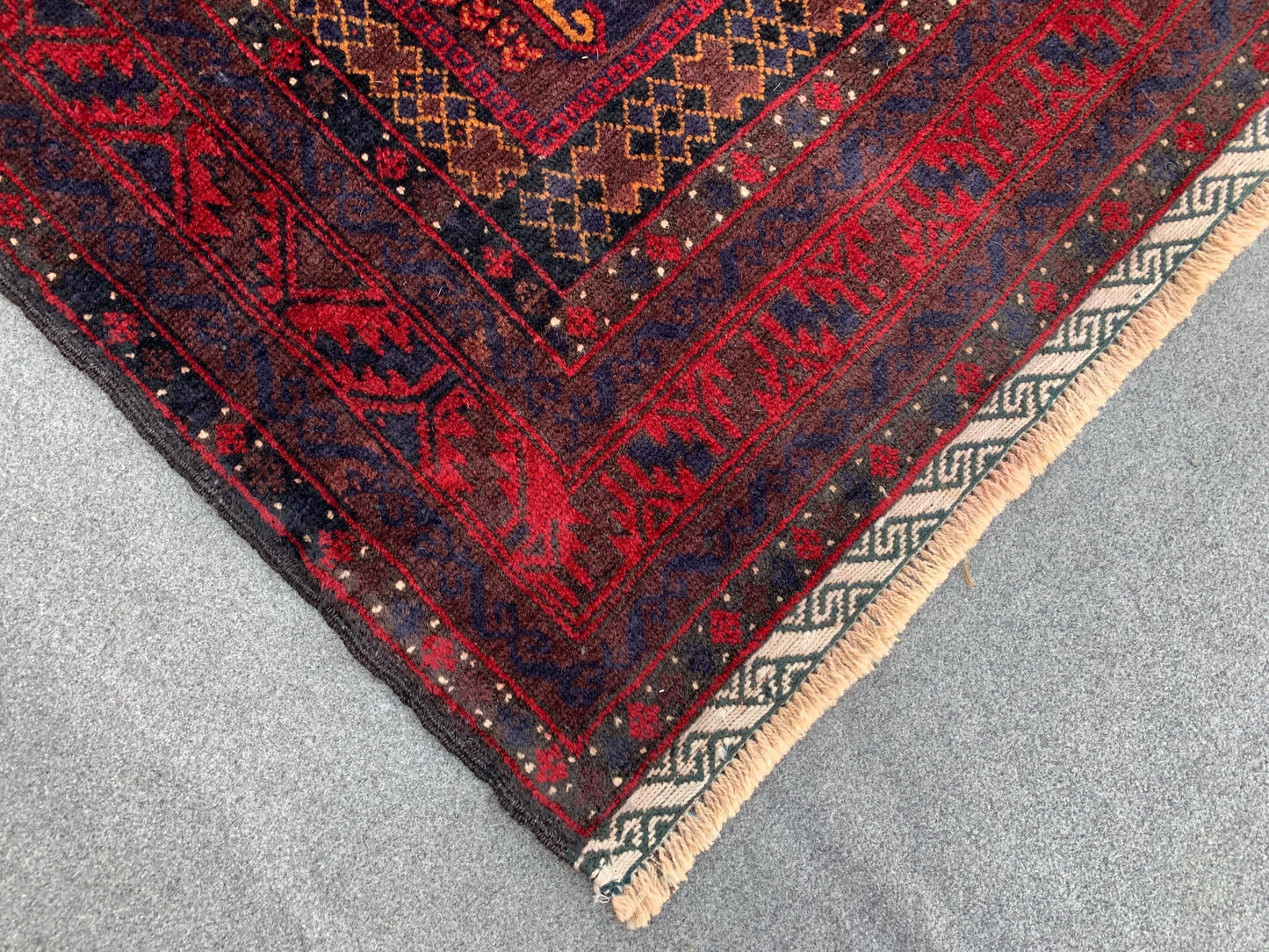 4x6 Vintage Rug, Natural Hand Knotted Afghan Wool Rug, Herati Baluchi Rug, Geometric Area Rug, Oriental Tribal Rug, Bedroom Rug Hallway Rug.