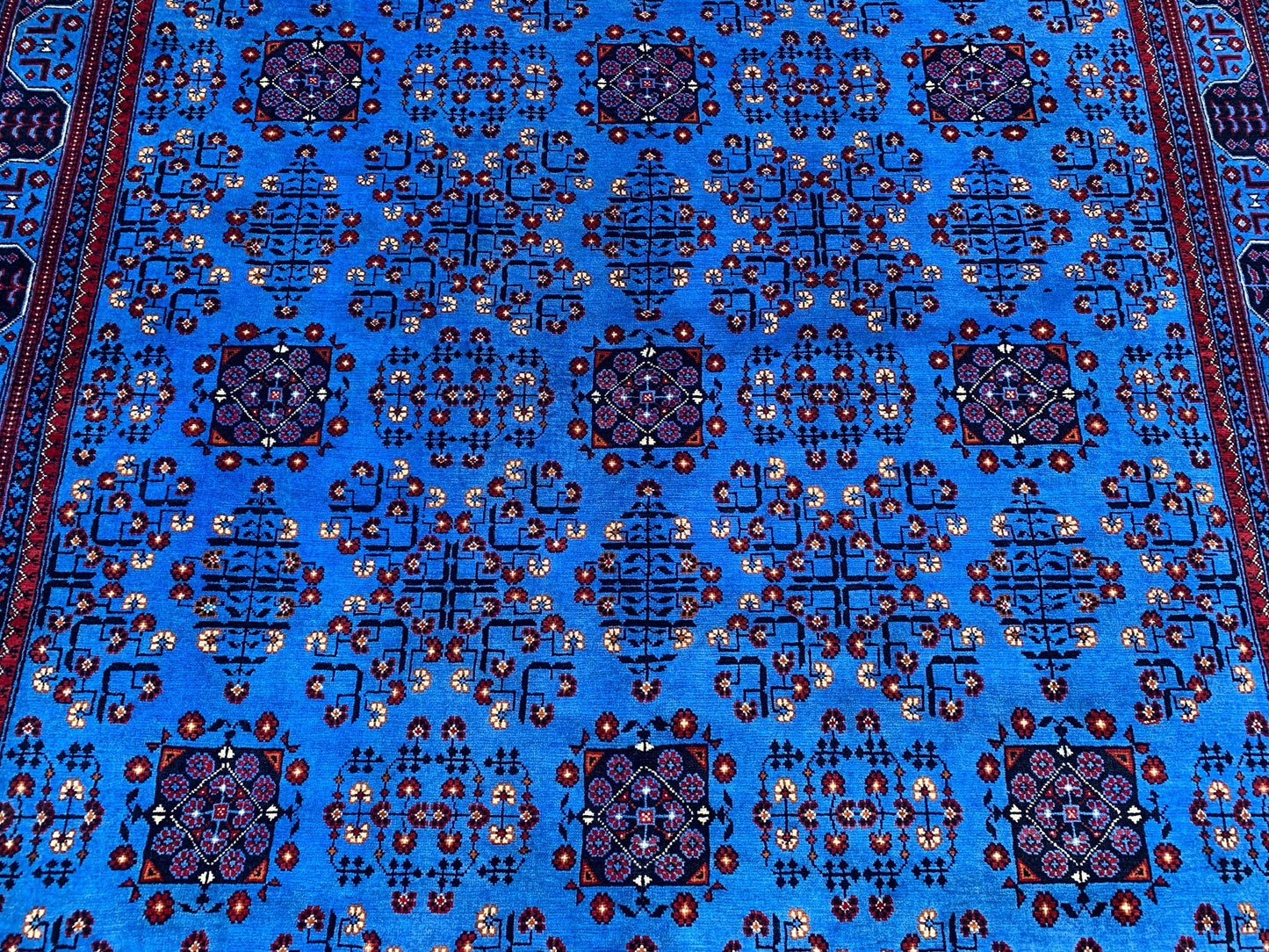 7x10 Ft Blue Bukhara Rug, Natural Afghan Hand Knotted Wool Rug, High Quality Bukhara Rug Oriental Rug Modern Rug, Living Room Rug 200x300 Cm