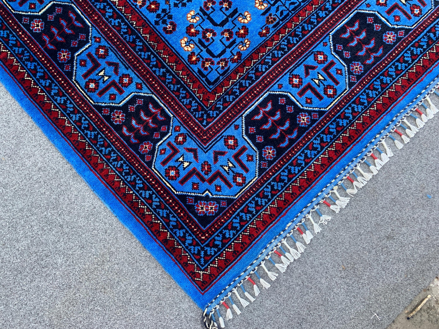 7x10 Ft Blue Bukhara Rug, Natural Afghan Hand Knotted Wool Rug, High Quality Bukhara Rug Oriental Rug Modern Rug, Living Room Rug 200x300 Cm
