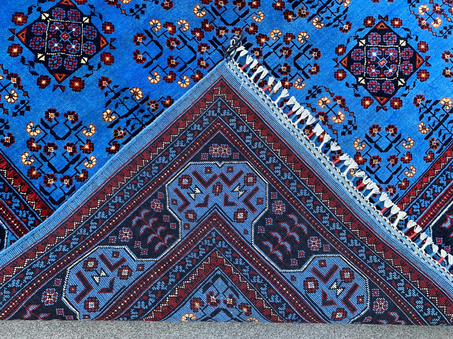 7x10 Ft Blue Bukhara Rug, Natural Afghan Hand Knotted Wool Rug, High Quality Bukhara Rug Oriental Rug Modern Rug, Living Room Rug 200x300 Cm