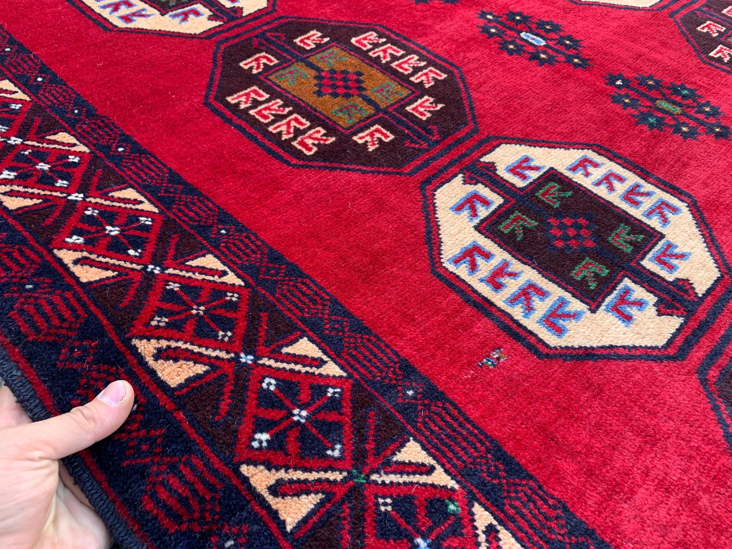 4x6 Ft Red Vintage Rug, Hand Knotted Afghan Wool Rug, Herati Baluchi Rug, Tribal Rug, Oriental Rug, Home Decor Rug, Bedroom Rug Hallway Rug.