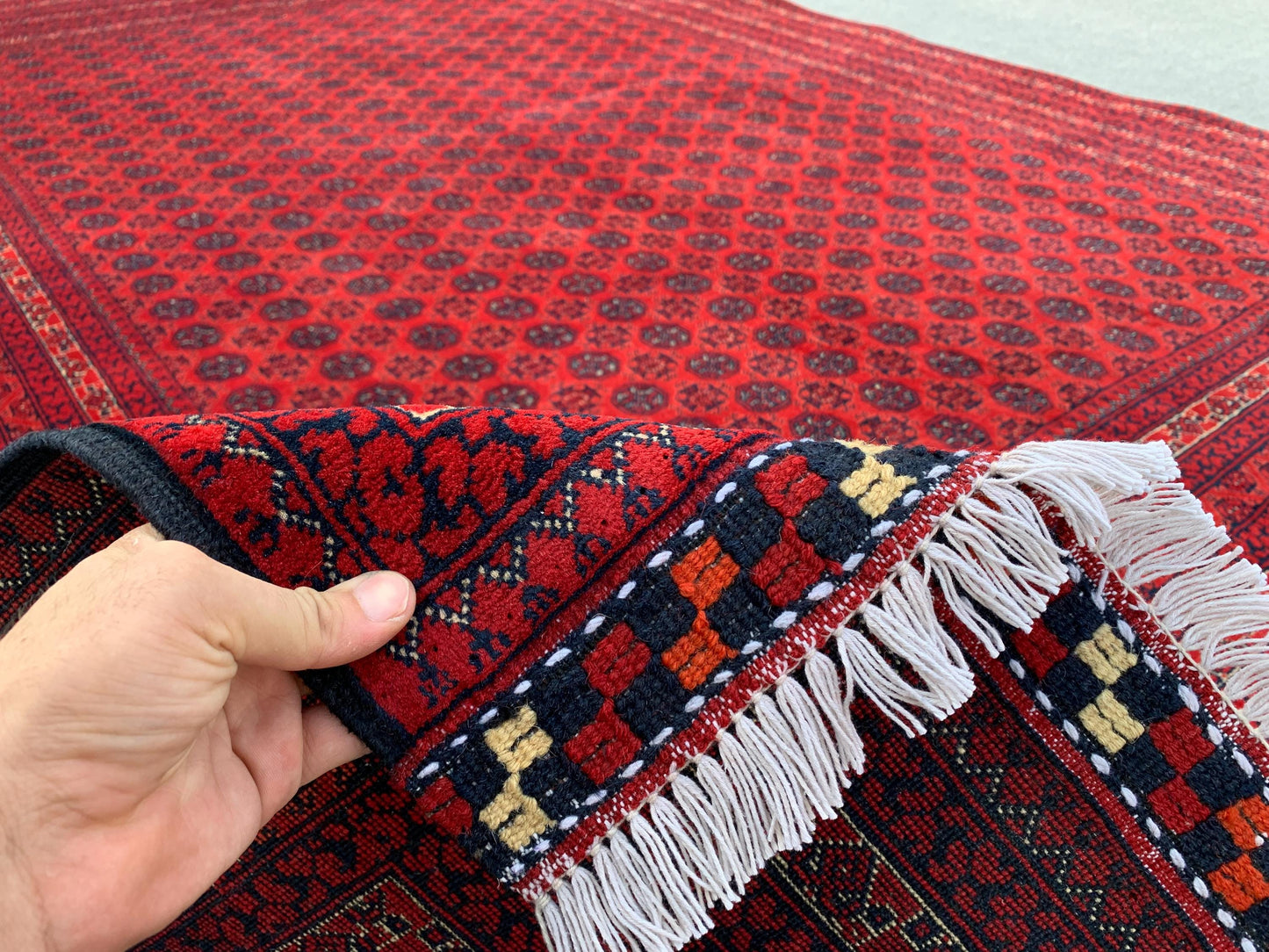Afghan Red Rug 7x10 Ft Khoja Roshni Rug, Natural Hand Knotted Wool Rug, Turkmen Oriental Rug, Famous design Rug, Bedroom Rug Living Room Rug