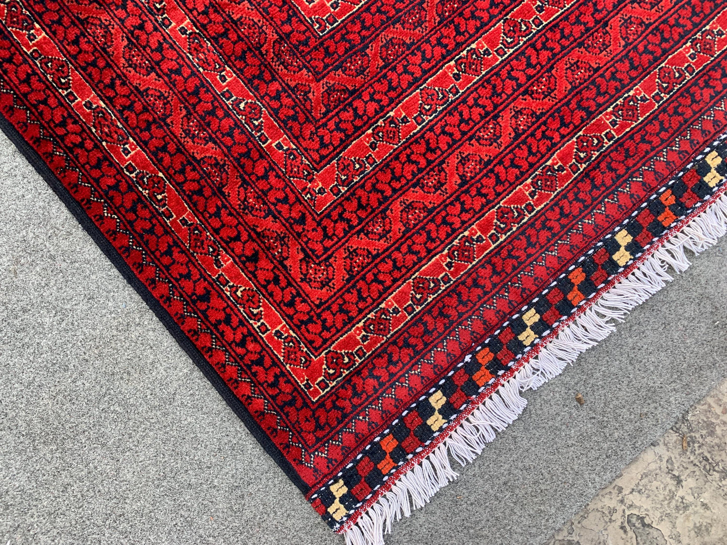 Afghan Red Rug 7x10 Ft Khoja Roshni Rug, Natural Hand Knotted Wool Rug, Turkmen Oriental Rug, Famous design Rug, Bedroom Rug Living Room Rug