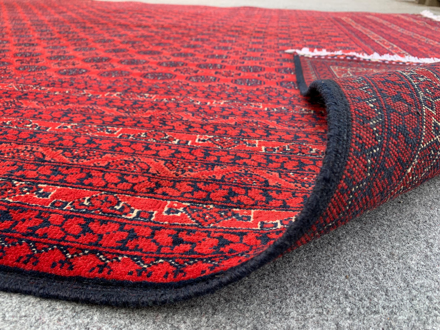 Afghan Red Rug 7x10 Ft Khoja Roshni Rug, Natural Hand Knotted Wool Rug, Turkmen Oriental Rug, Famous design Rug, Bedroom Rug Living Room Rug