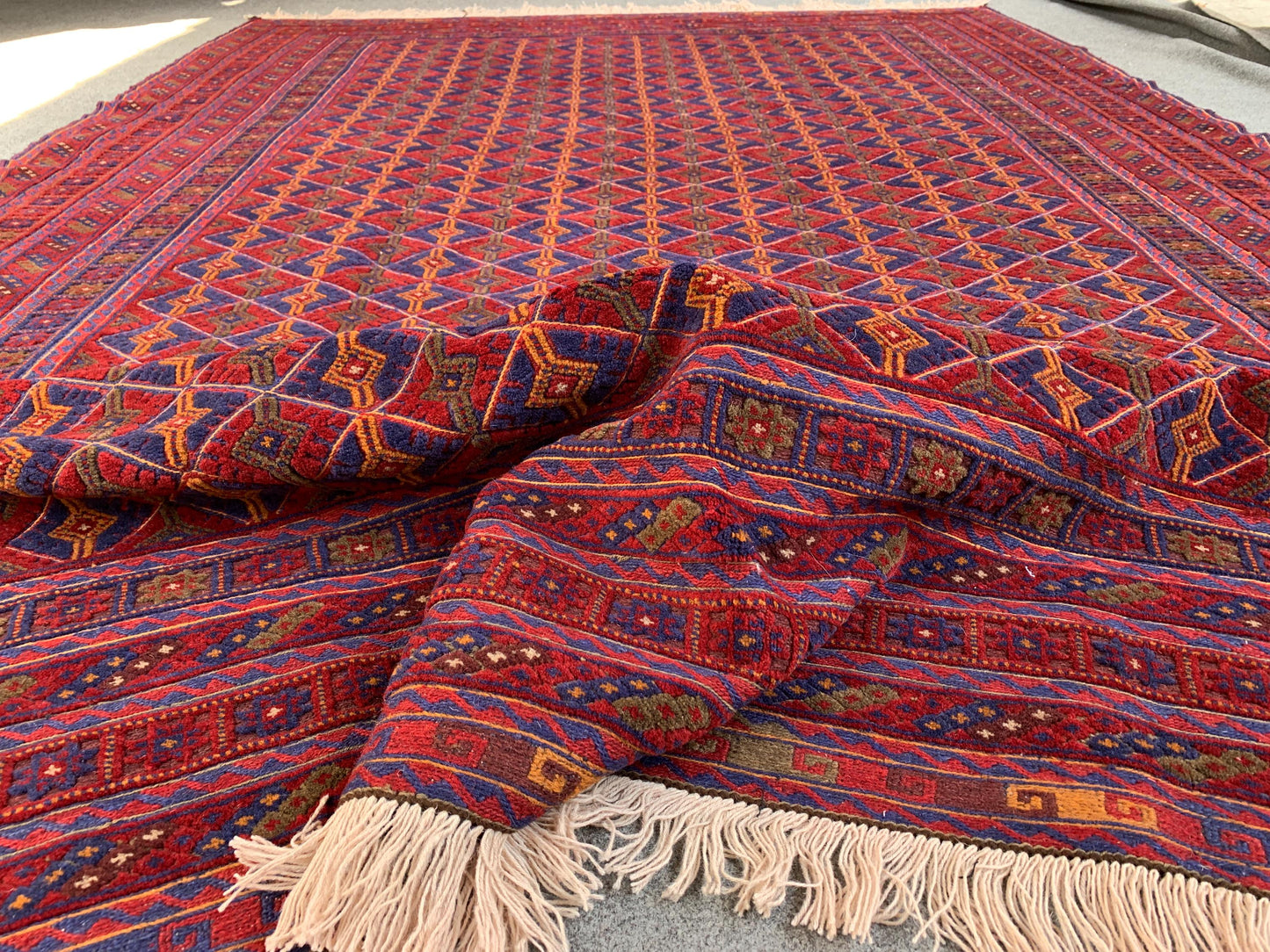 6x9 Ft Amazing Red Blue kilim Rug, Afghan Hand knotted Wool kilim Rug, Good Quality kilim Rug, Home Decor Rug, Bedroom Rug, Living Room Rug.