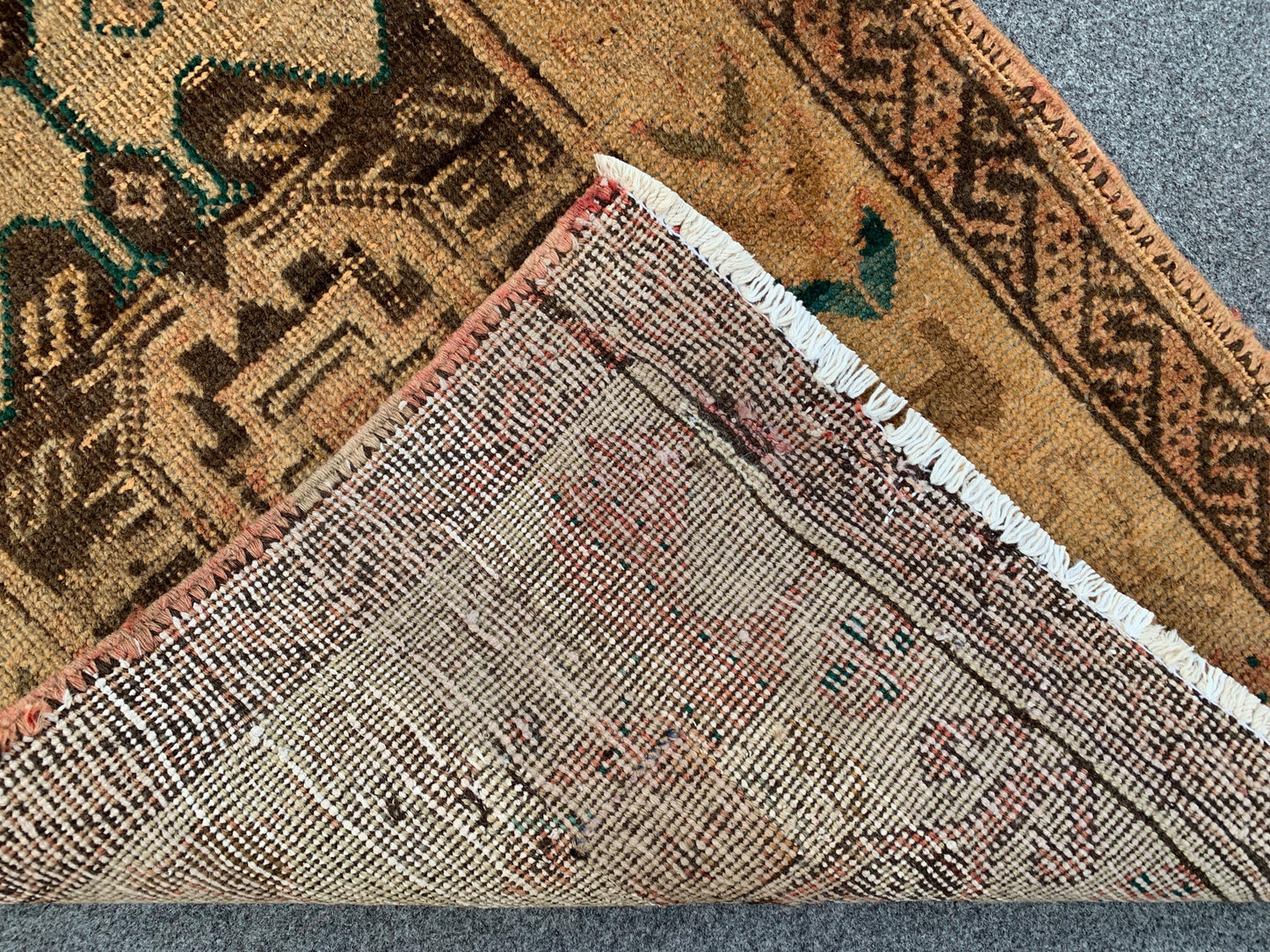 Antique Runner Rug 2x6 Ft Afghan Hand Knotted Runner Rug, Low Pile Rug, Vintage Pictorial Rug, Oriental Wool Rug Bedroom Hallway Runner Rug.
