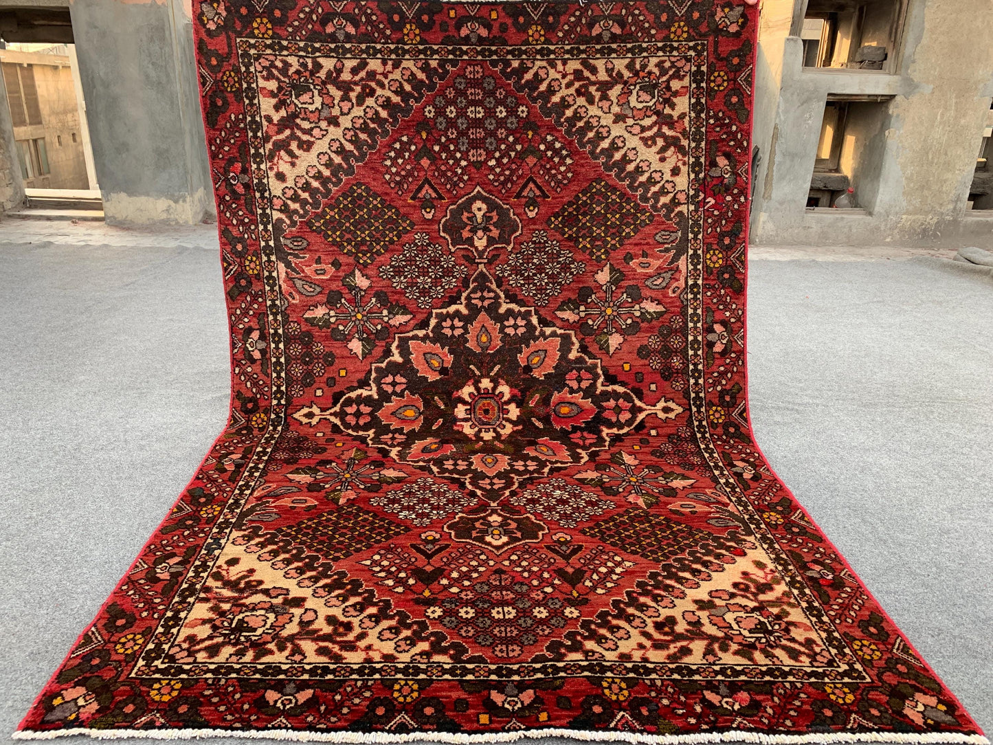 One of a kind Antique Rug, 4x6 Ft Afghan Hand Knotted Wool Rug, Vintage Geometric design Rug, Oriental Turkmen Tribal Rug, Living Room Rug.