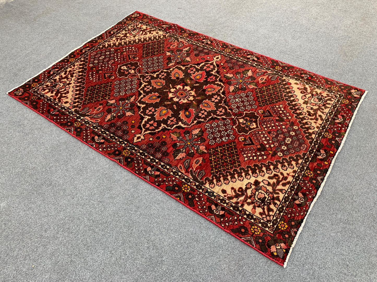 One of a kind Antique Rug, 4x6 Ft Afghan Hand Knotted Wool Rug, Vintage Geometric design Rug, Oriental Turkmen Tribal Rug, Living Room Rug.