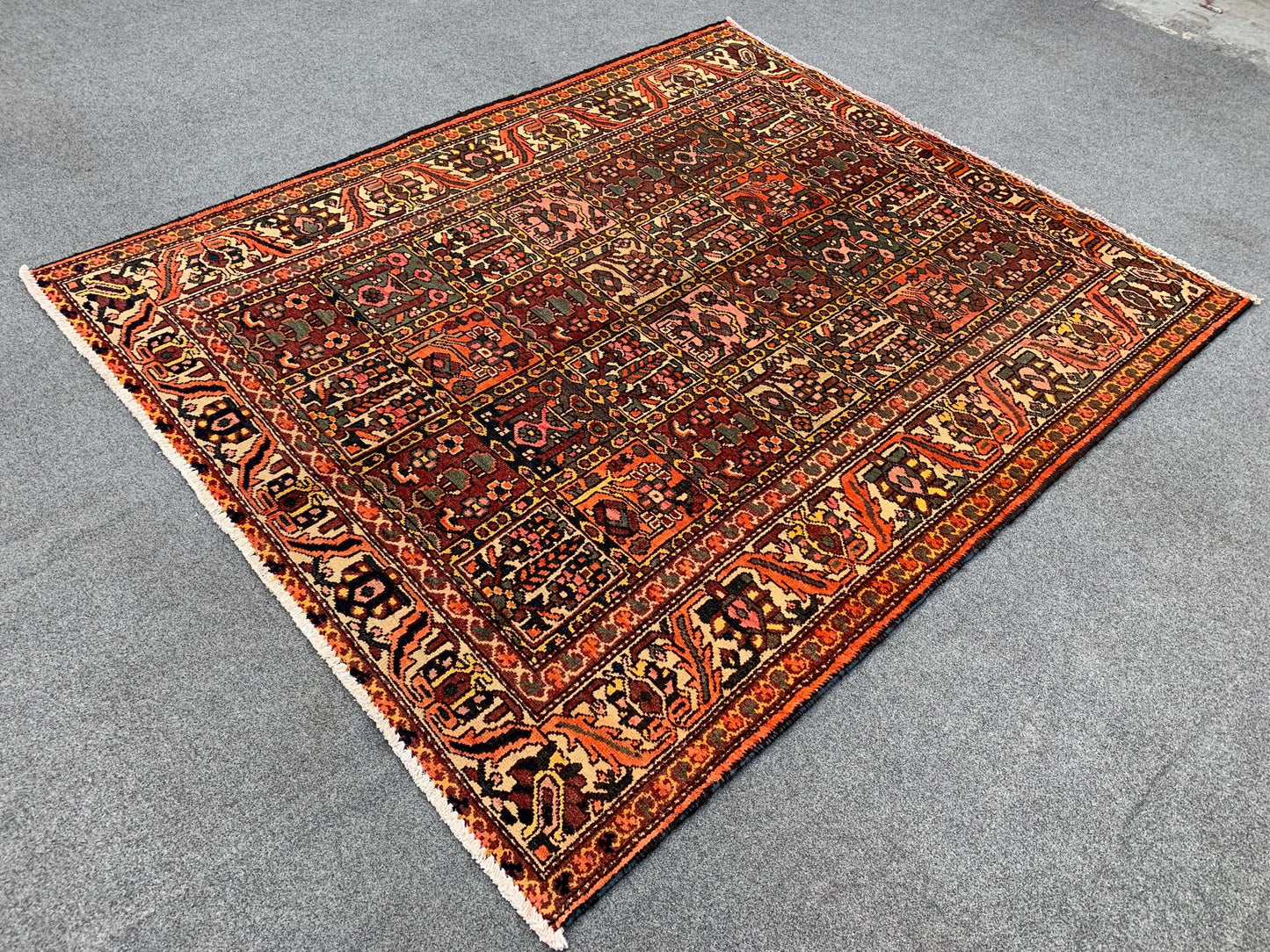 Vintage Tree of life design Rug 5x6 Ft Afghan Hand Knotted Rug, Oriental Turkmen Rug, Antique Tribal Wool Rug, Bedroom Rug, Living Room Rug.