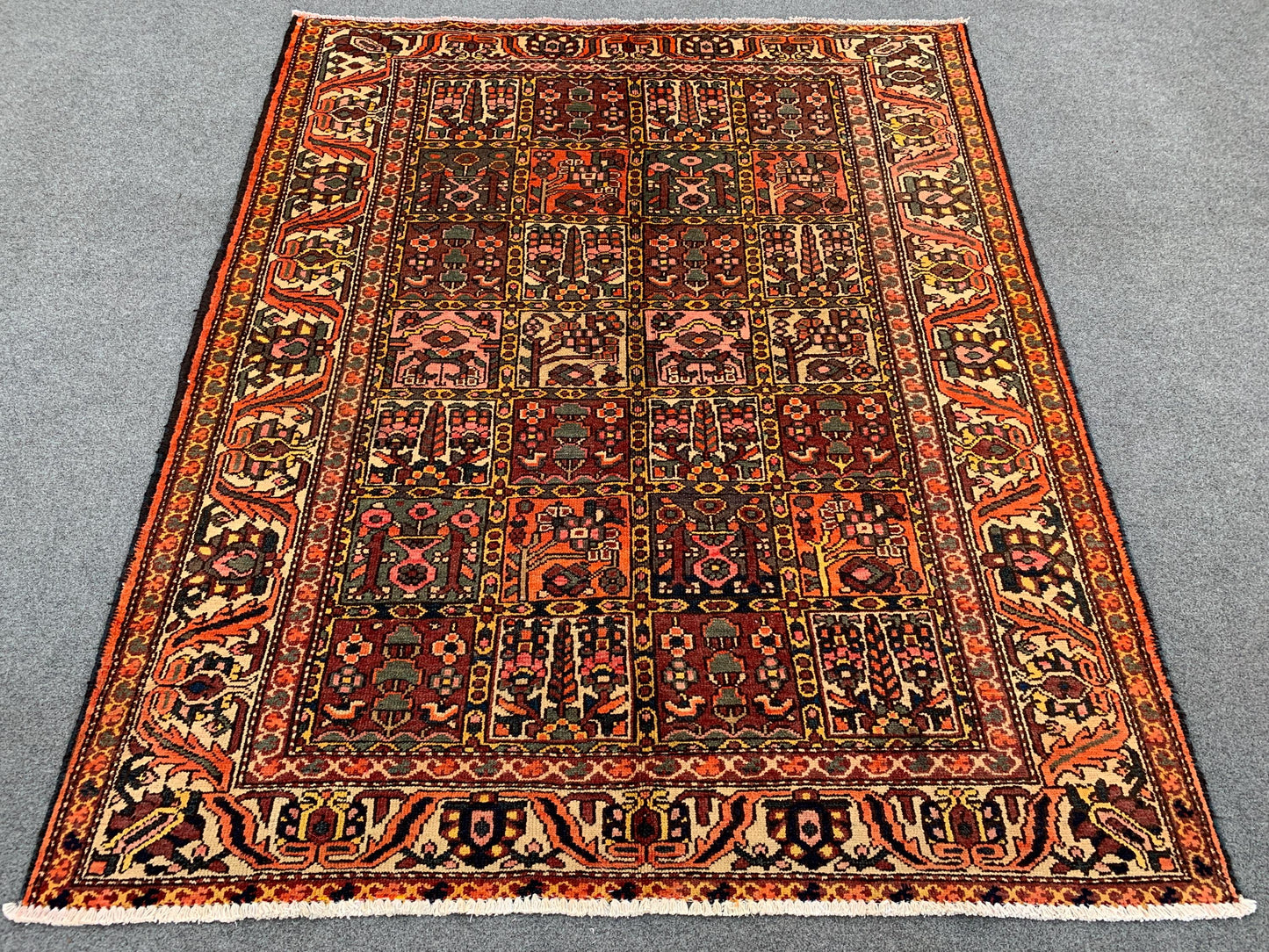 Vintage Tree of life design Rug 5x6 Ft Afghan Hand Knotted Rug, Oriental Turkmen Rug, Antique Tribal Wool Rug, Bedroom Rug, Living Room Rug.