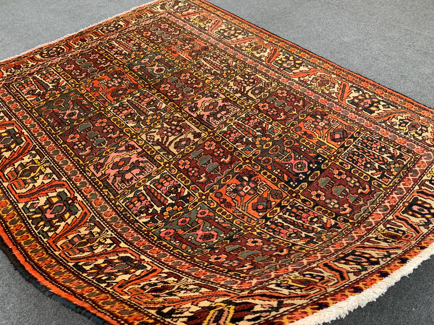 Vintage Tree of life design Rug 5x6 Ft Afghan Hand Knotted Rug, Oriental Turkmen Rug, Antique Tribal Wool Rug, Bedroom Rug, Living Room Rug.