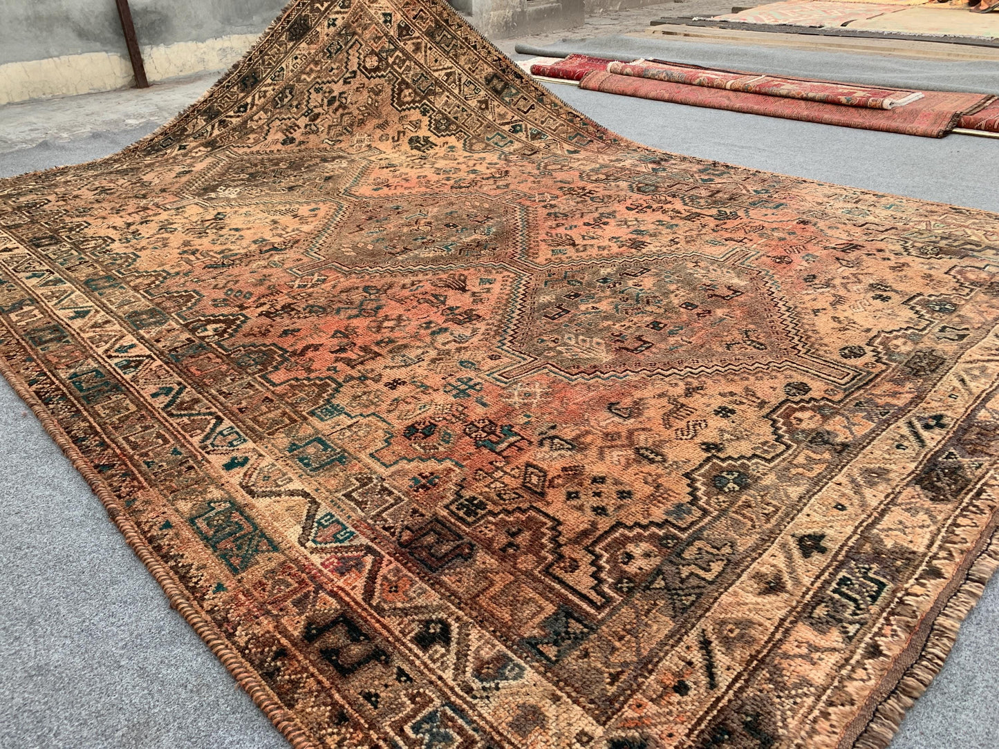 6x9 Ft Vintage Afghan Rug, Hand knotted Wool Rug, Caucasian design Rug, Antique Oriental Rug, Tribal Rug, Dining Table Rug, Living Room Rug.