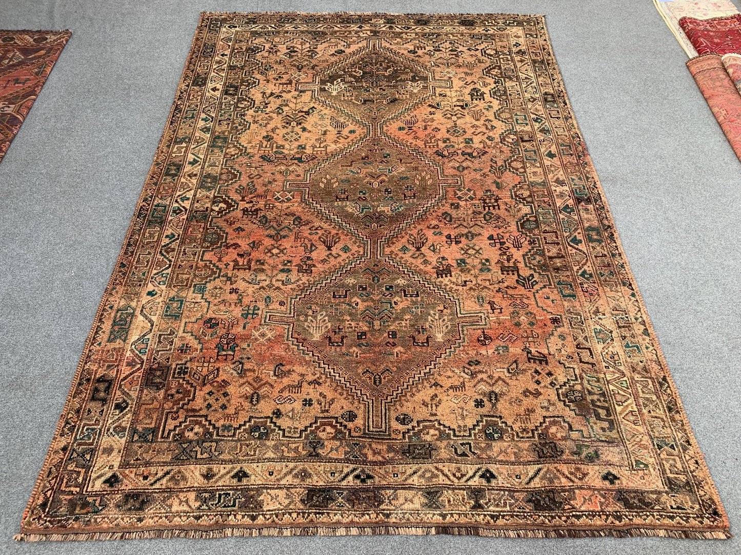 6x9 Ft Vintage Afghan Rug, Hand knotted Wool Rug, Caucasian design Rug, Antique Oriental Rug, Tribal Rug, Dining Table Rug, Living Room Rug.