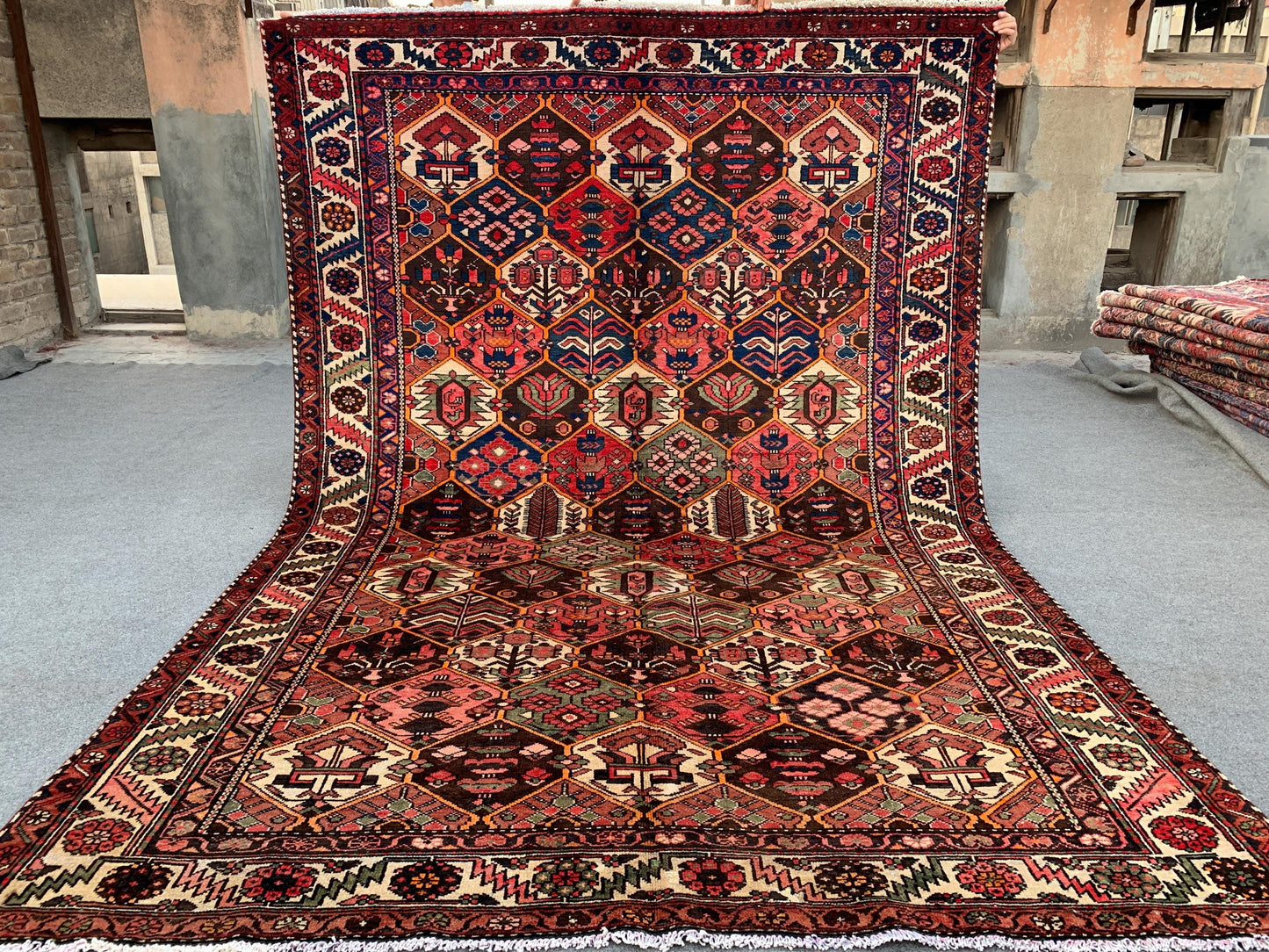 7x10 Ft Vintage Floral Rug, Afghan Hand knotted Wool Rug, Turkmen Tribal Rug, Antique Oriental Rug, Home Decor Rug Best for Living Room Rug.