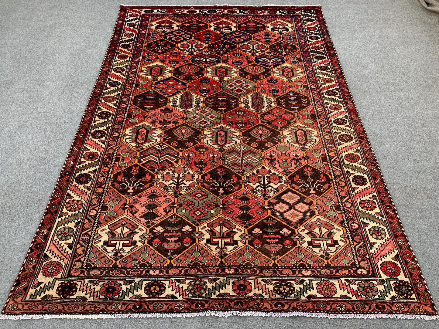 7x10 Ft Vintage Floral Rug, Afghan Hand knotted Wool Rug, Turkmen Tribal Rug, Antique Oriental Rug, Home Decor Rug Best for Living Room Rug.