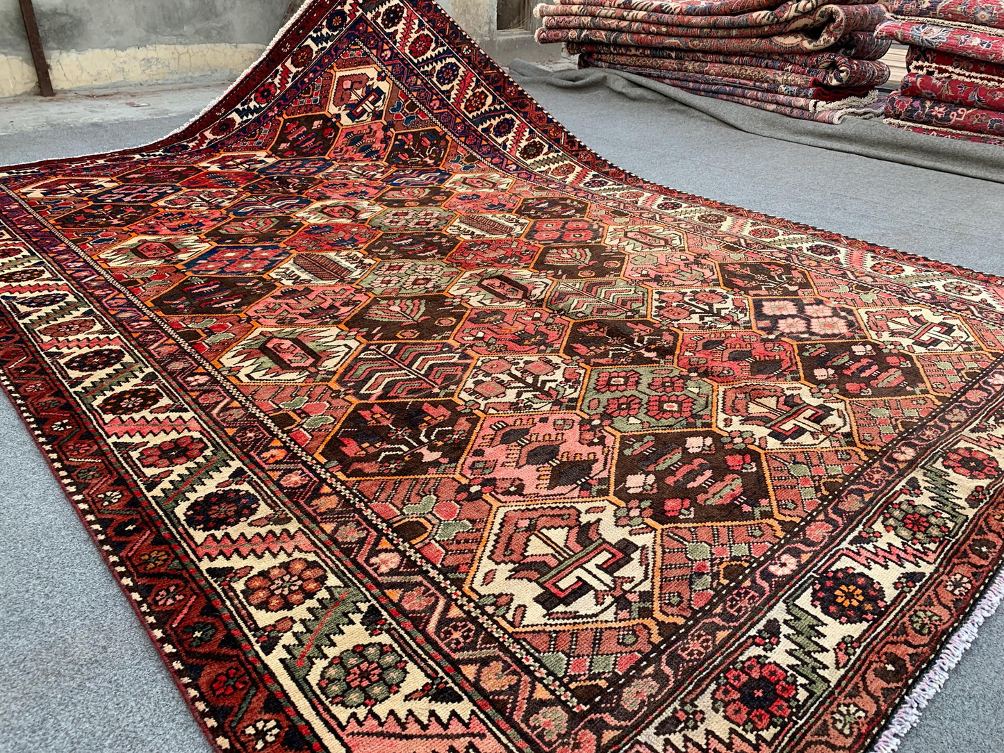 7x10 Ft Vintage Floral Rug, Afghan Hand knotted Wool Rug, Turkmen Tribal Rug, Antique Oriental Rug, Home Decor Rug Best for Living Room Rug.