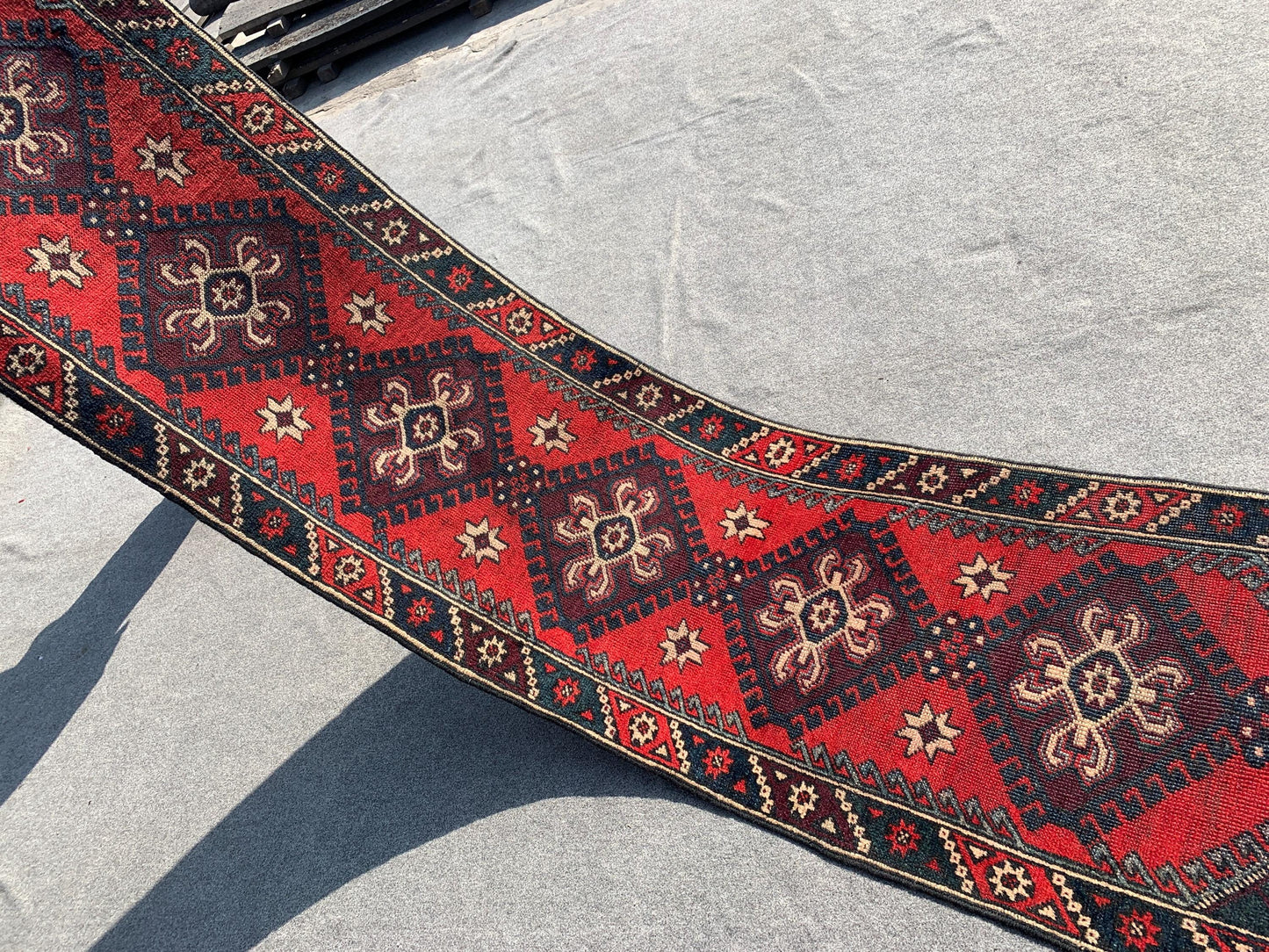 Vintage Runner Rug 2x9 Ft Afghan Hand Knotted Runner Rug, Low Pile Rug, Geometric Area Rug, Antique Oriental Runner Rug, Hallway Runner Rug.