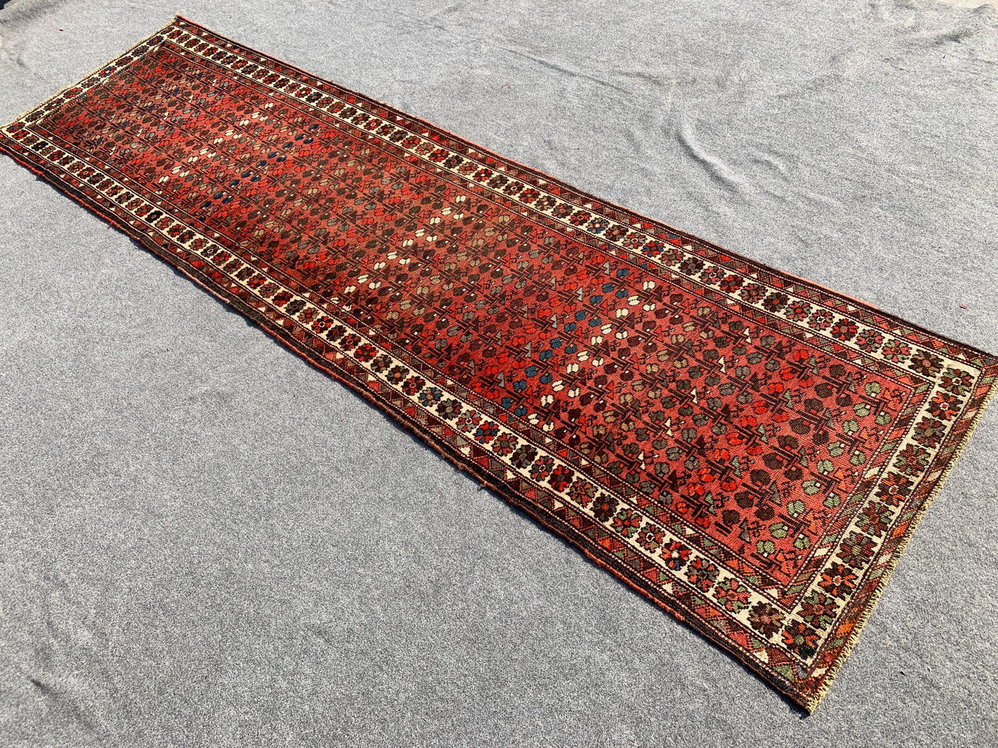 3x10 Ft Antique Afghan Runner Rug, Hand Knotted Runner Rug, Low Pile Rug, Vintage Floral Runner Rug, Oriental Runner Rug Hallway Runner Rug.