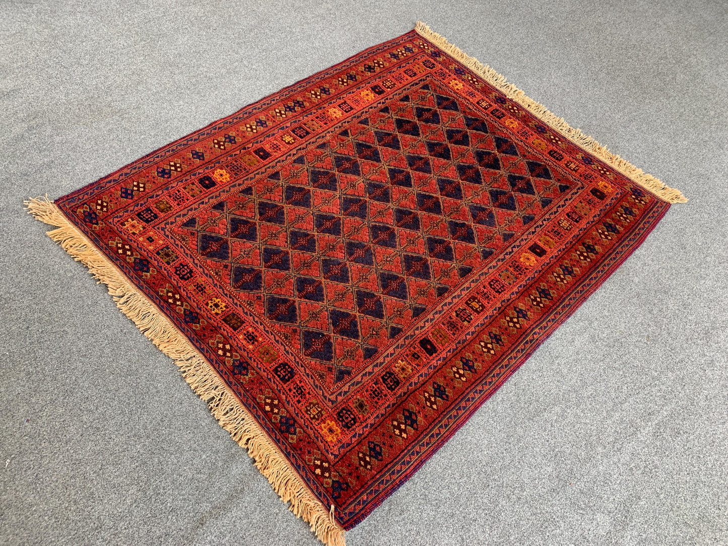 3x4 Ft Natural Hand Knotted kilim Rug, Afghan kilim Rug, Oriental Wool kilim Rug, Red Navy Blue kilim Rug, Home Decor Rug, Bedroom Rug etc.