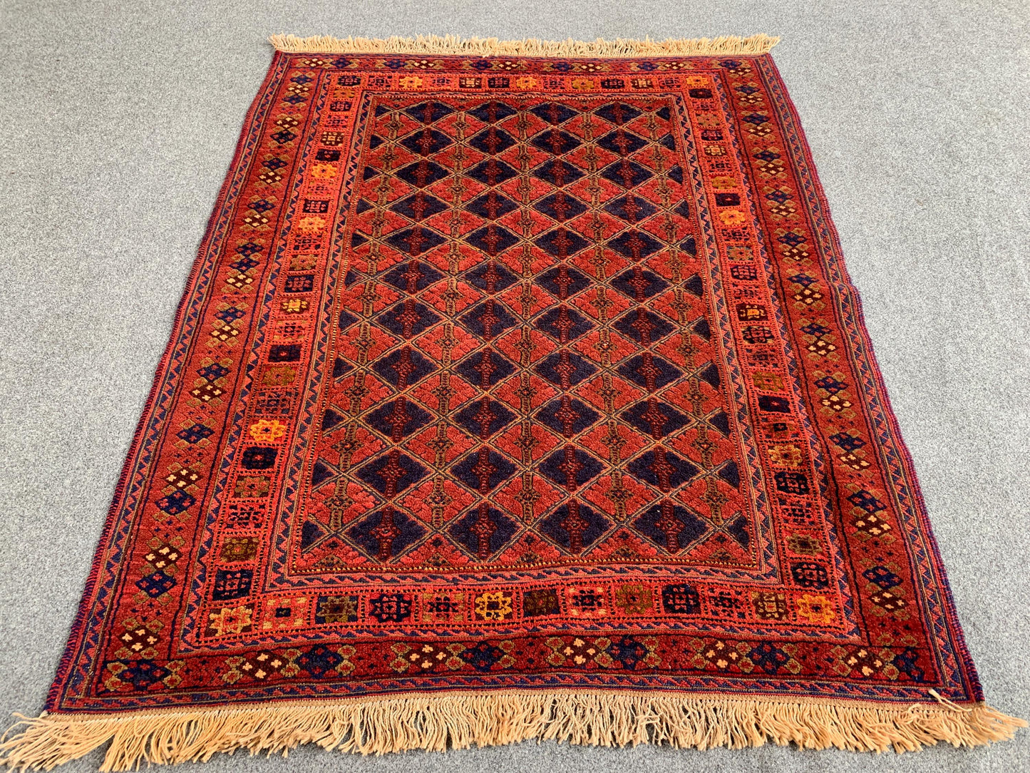 3x4 Ft Natural Hand Knotted kilim Rug, Afghan kilim Rug, Oriental Wool kilim Rug, Red Navy Blue kilim Rug, Home Decor Rug, Bedroom Rug etc.