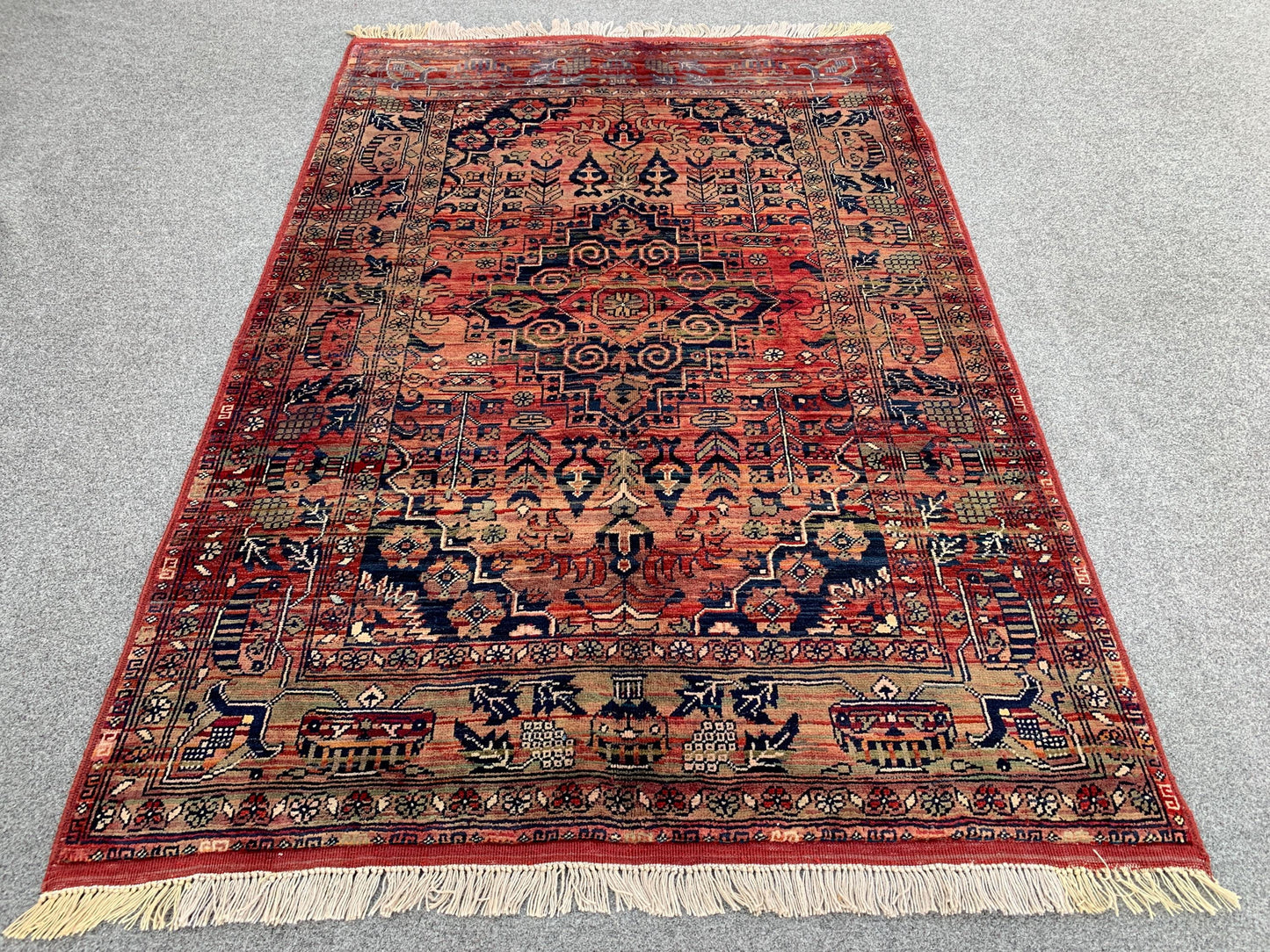 Vintage Rug, 3x5 Ft Afghan Hand Knotted Rug, Bukhara design Rug, Oriental Turkmen Rug, Good Pile Wool Rug, Best for Bedroom Living Room Rug.