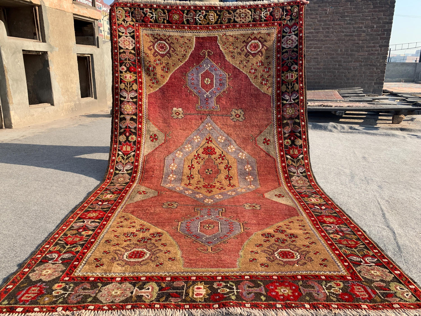 4x7 Ft Amazing Vintage Rug, Afghan Hand Knotted Rug, Geometric Area Rug, Low Pile Rug, Best for Living Room Bedroom Rug, Good Quality Rug.