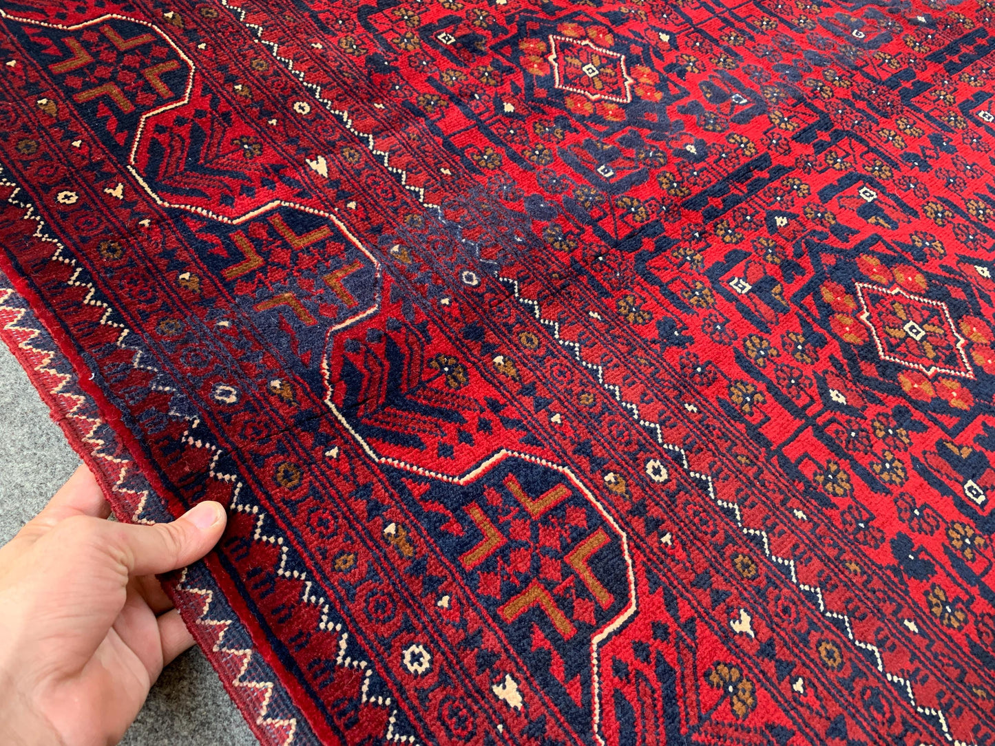 Vintage Bukhara Beljik Rug 5x6 Hand Knotted Wool Rug, High Quality Afghan Rug, Oriental Rug, Good Pile Rug, Best for Bedroom Living Room Rug