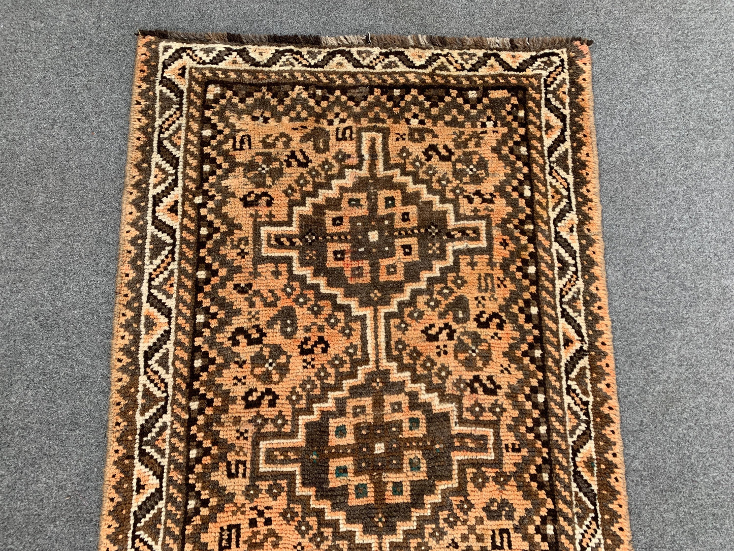 3x8 Ft Runner Antique Rug, Caucasian Runner Rug, Afghan Hand knotted Wool Rug, Vintage Oriental Rug, Turkmen Tribal Rug, Hallway Runner Rug.