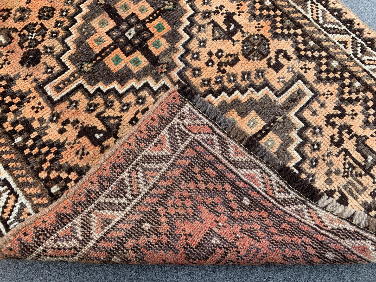 3x8 Ft Runner Antique Rug, Caucasian Runner Rug, Afghan Hand knotted Wool Rug, Vintage Oriental Rug, Turkmen Tribal Rug, Hallway Runner Rug.