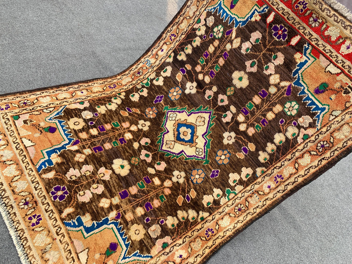Vintage Rug 3x5 Ft Caucasian design Rug, Afghan Handmade Wool Rug, Geometric Area Rug, Oriental Rug Tribal Rug, Bedroom Kitchen Hallway Rug.