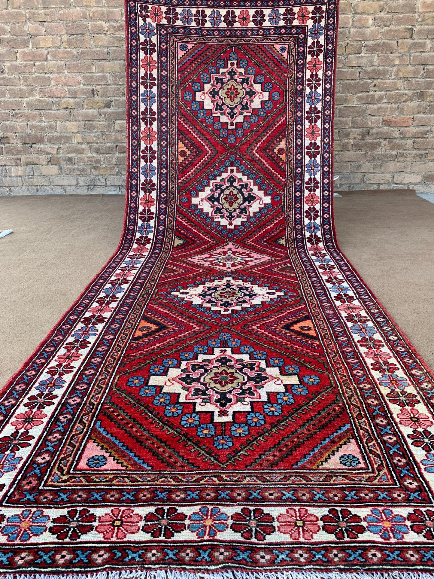 Amazing Afghan Runner Rug 4x10 Ft Hand Knotted Vintage Runner Rug, Geometric Oriental Rug, Turkmen Tribal Rug Hallway Runner Rug 110x310 Cm