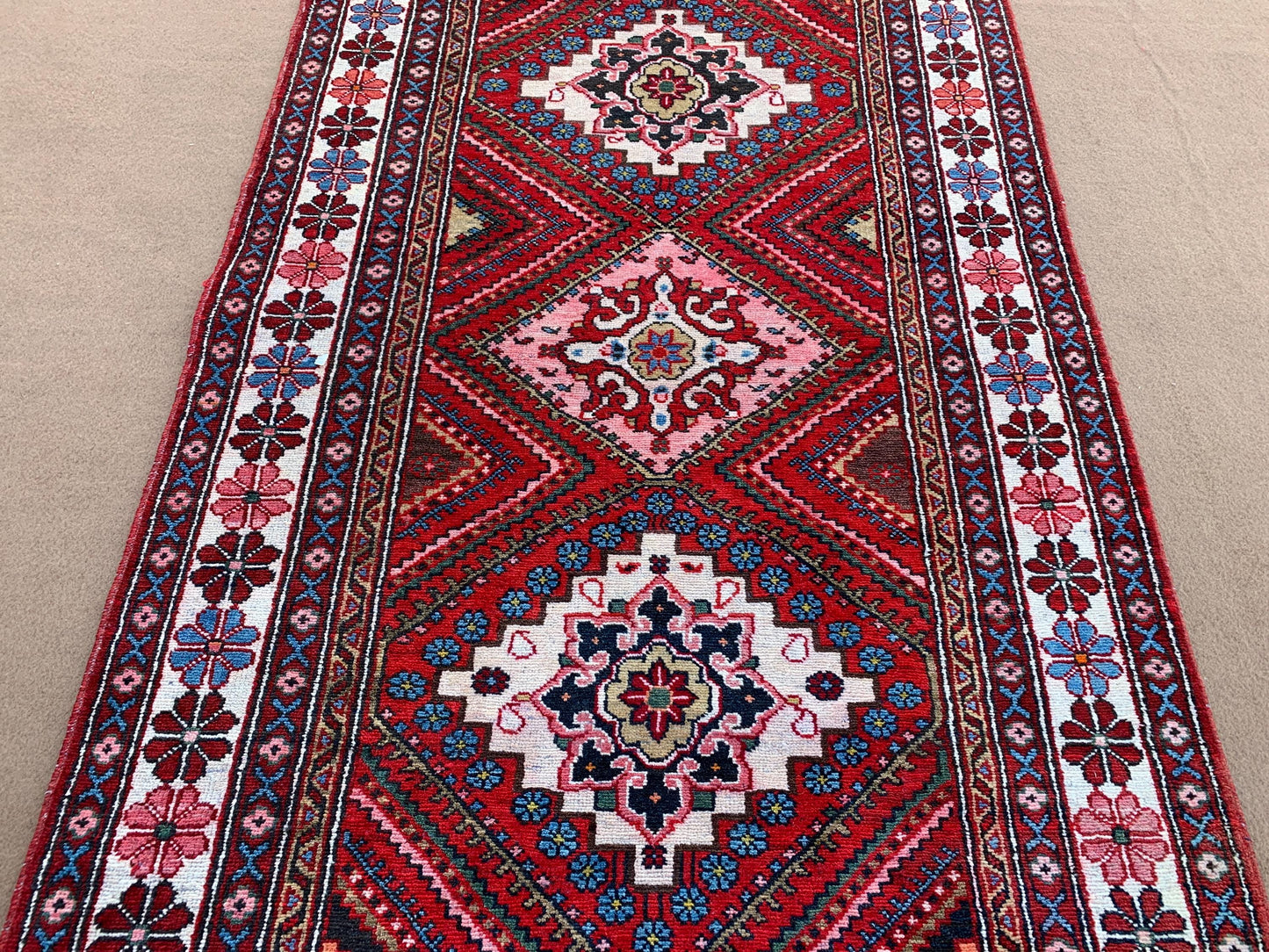 Amazing Afghan Runner Rug 4x10 Ft Hand Knotted Vintage Runner Rug, Geometric Oriental Rug, Turkmen Tribal Rug Hallway Runner Rug 110x310 Cm