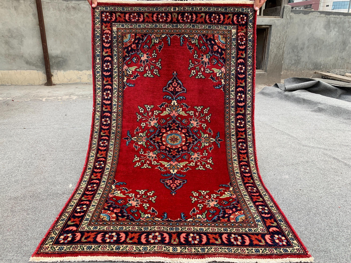 2x4 Ft Vintage Red Rug, Afghan Hand knotted Wool Rug, Geometric Area Rug, Oriental Rug Amazing Rug, Small Hallway Rug, Small Kitchen Rug etc
