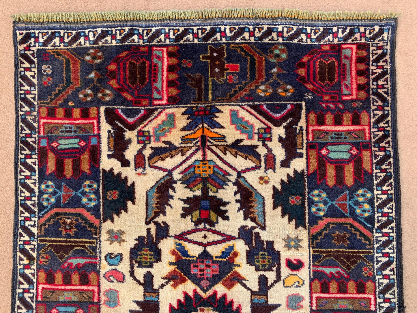 3x4 Ft Vintage Baluchi Rug, Afghan Hand Knotted Rug, Oriental Wool Rug, Herati Area Rug, Best for Office Rug, Good Pile Rug, Bedroom Rug etc