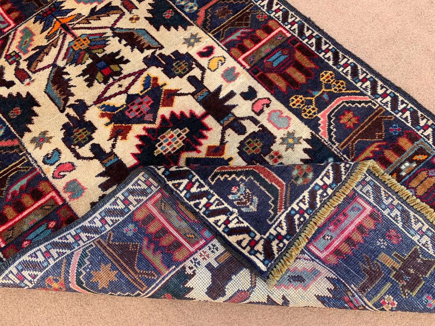3x4 Ft Vintage Baluchi Rug, Afghan Hand Knotted Rug, Oriental Wool Rug, Herati Area Rug, Best for Office Rug, Good Pile Rug, Bedroom Rug etc