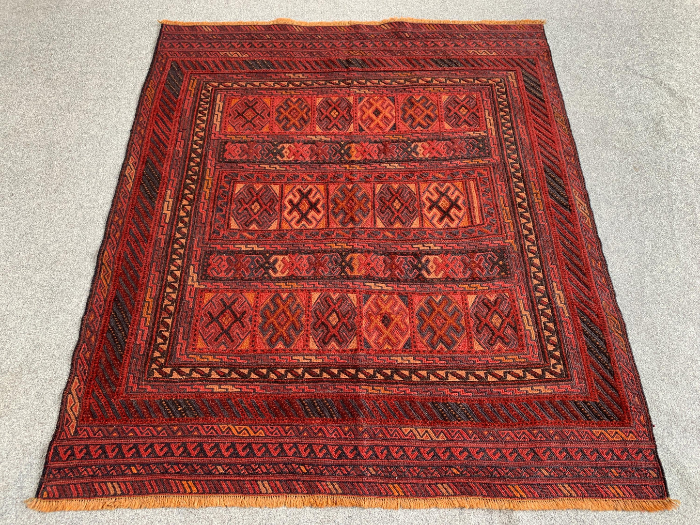4x4 Ft Amazing Afghan kilim Rug, Hand knotted Herati kilim Rug, Barjasta design Rug, Oriental kilim Rug, Rugs for Bedroom Rug, Hallway Rug.