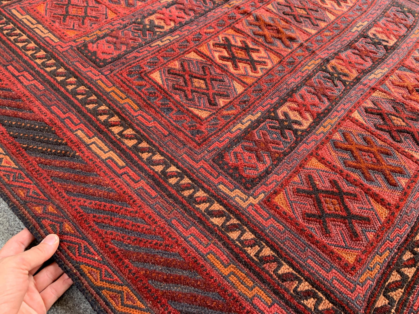 4x4 Ft Amazing Afghan kilim Rug, Hand knotted Herati kilim Rug, Barjasta design Rug, Oriental kilim Rug, Rugs for Bedroom Rug, Hallway Rug.