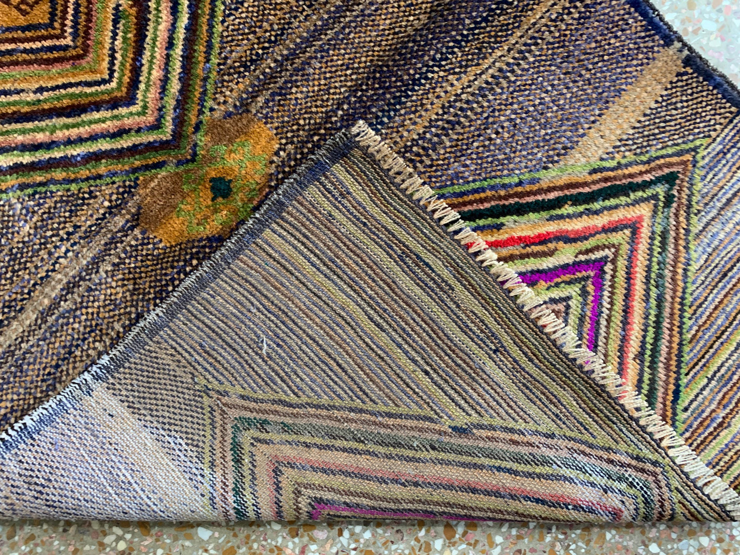 3x4 Ft Vintage Rug, Geometric design Rug, Afghan Handmade Rug, High Pile Rug Baluchi Oriental Rug, Best for Hallway Kitchen Bedroom Rug etc.