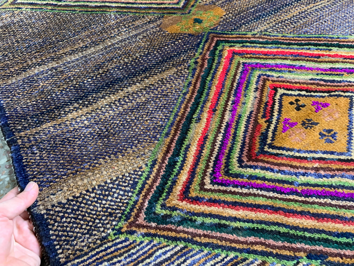 3x4 Ft Vintage Rug, Geometric design Rug, Afghan Handmade Rug, High Pile Rug Baluchi Oriental Rug, Best for Hallway Kitchen Bedroom Rug etc.