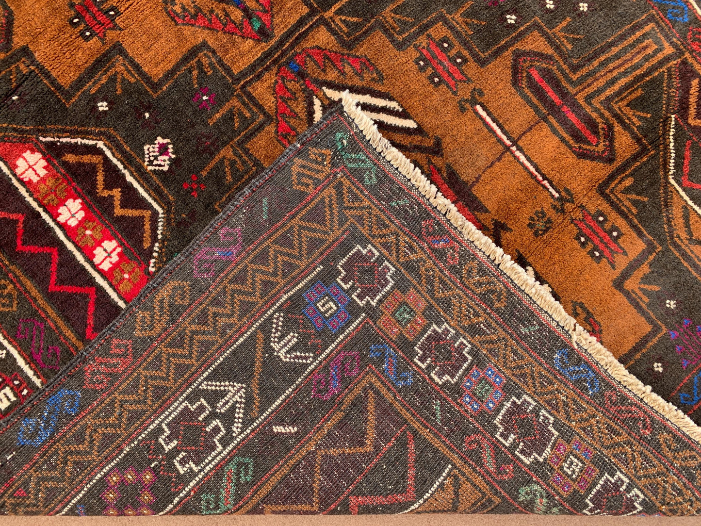 4x7 Ft Vintage Geometric design Rug, Afghan Hand Knotted Rug, Herati Baluchi Rug, Oriental Wool Rug, High Pile Rug, Living Room Bedroom Rug.