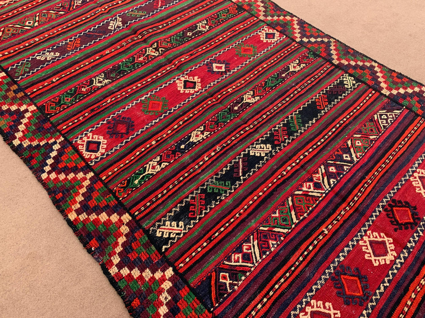 5x10 Ft Antique Afghan kilim Rug, Hand Knotted Wool kilim Rug, Oriental Flatweave kilim Rug, Vintage Striped Rug, Bedroom Living Room Rug.