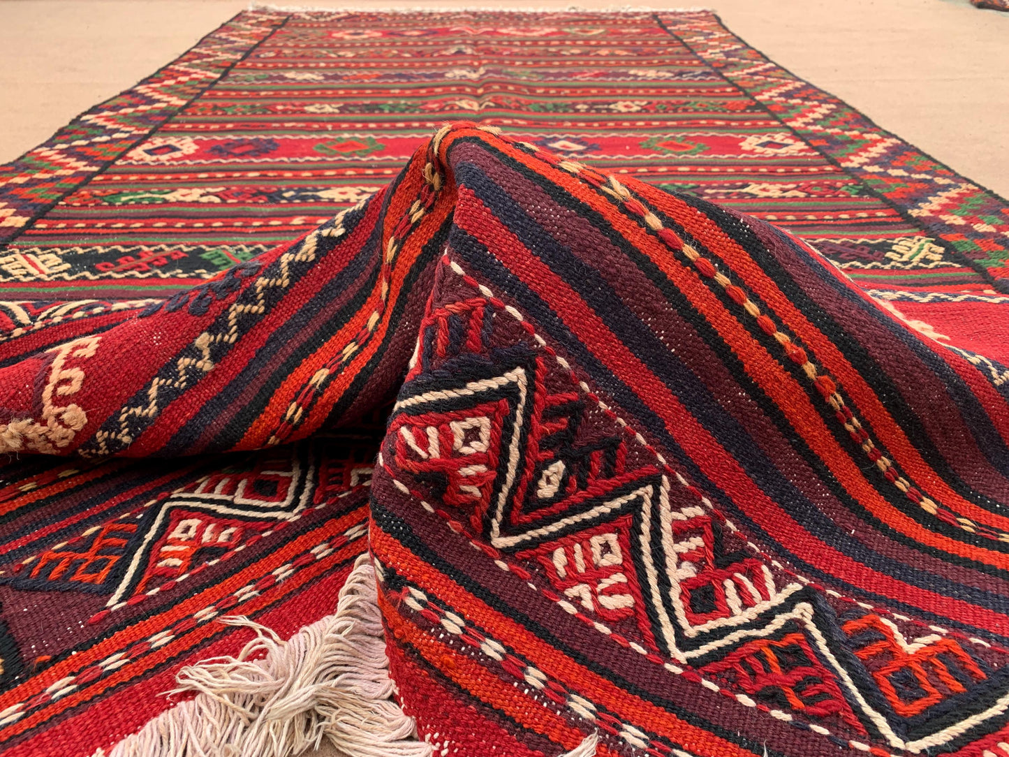 5x10 Ft Antique Afghan kilim Rug, Hand Knotted Wool kilim Rug, Oriental Flatweave kilim Rug, Vintage Striped Rug, Bedroom Living Room Rug.