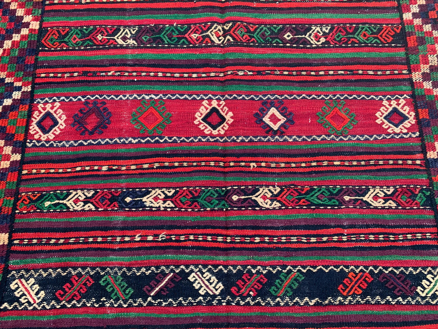 5x10 Ft Antique Afghan kilim Rug, Hand Knotted Wool kilim Rug, Oriental Flatweave kilim Rug, Vintage Striped Rug, Bedroom Living Room Rug.