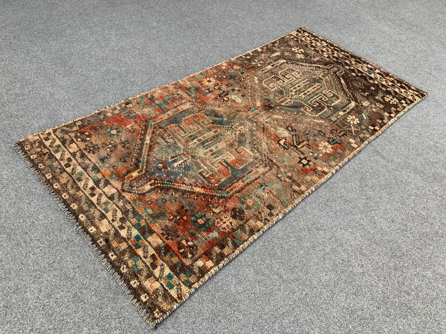 2x5 Ft Antique Runner Rug, Afghan Hand Knotted Runner Rug, Vintage Runner Rug, Oriental Wool Rug, One of a kind Rug, Bedroom Rug Hallway Rug
