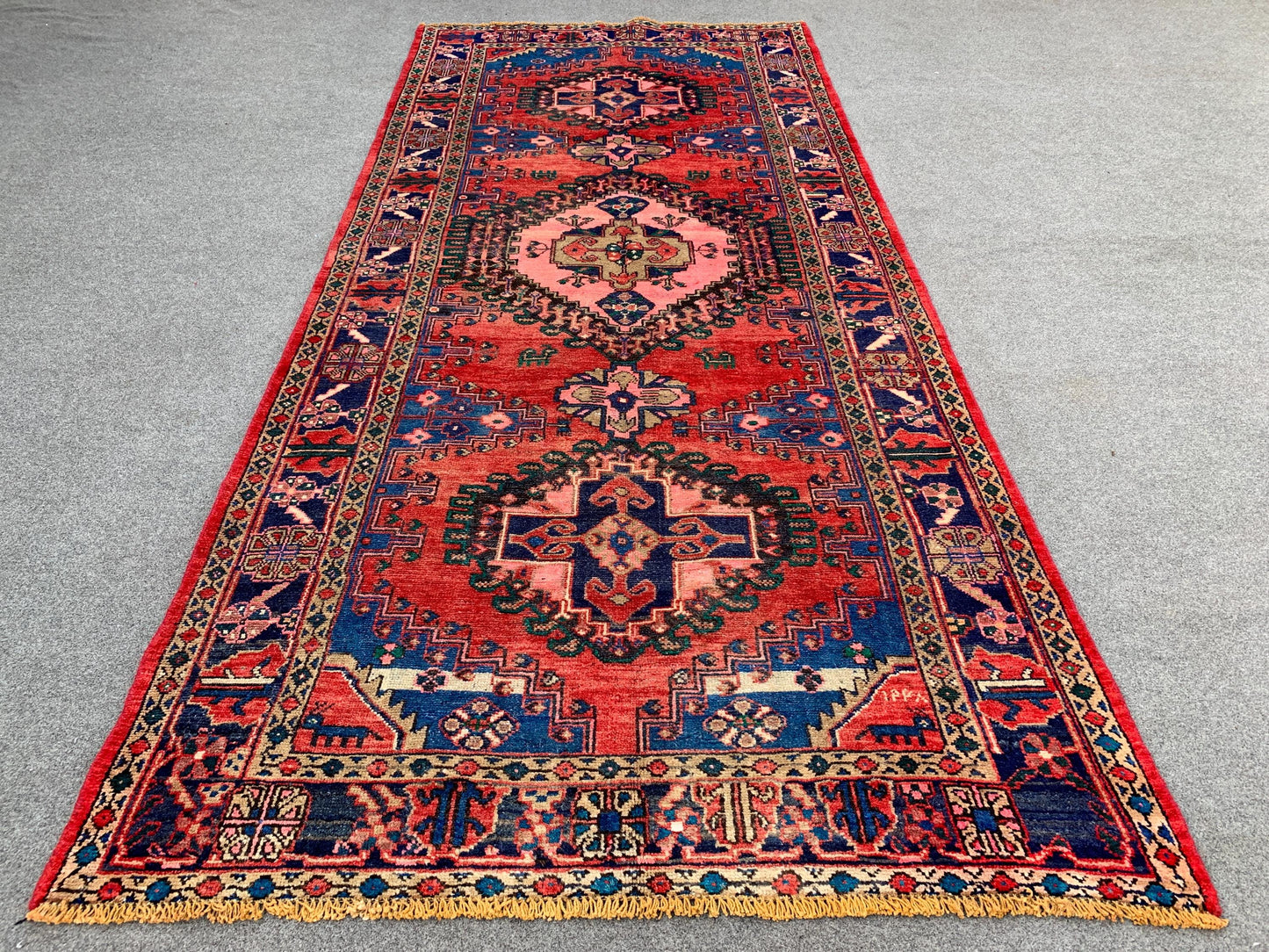 4x9 Ft Runner Rug, Afghan Hand Knotted Runner Rug, Geometric Runner Rug, Vintage Tribal Rug Oriental Runner Rug, Bedroom Hallway Runner Rug.