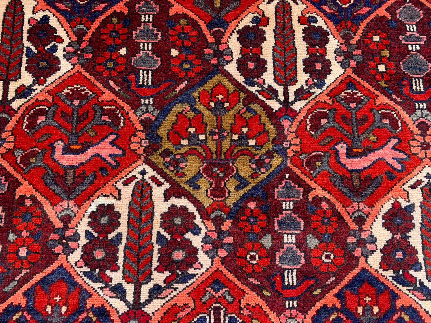 Vintage Rug 5x9 Ft Birds Floral design Rug, Afghan Hand Knotted Rug, Oriental Wool Rug, Turkmen Tribal Rug, Home Decor Rug, Living Room Rug.