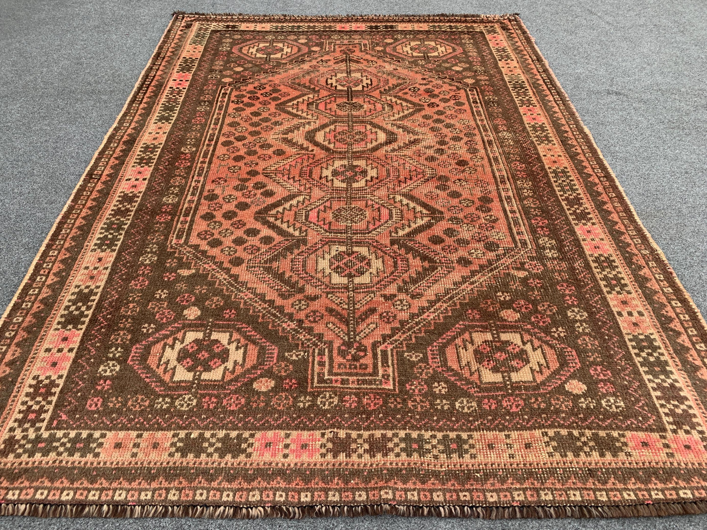 4x5 Ft Antique Caucasian Rug, Afghan Handmade Rug, Low Pile Rug, Oriental Vintage Rug, Turkmen Tribal Rug, Bedroom Rug, Kitchen Hallway Rug.