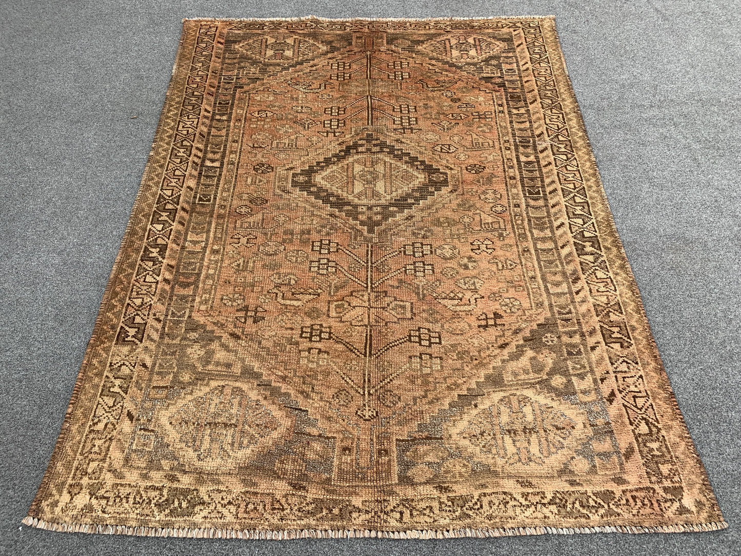 Antique Afghan Rug, 4x5 Ft Caucasian design Rug, Hand knotted Vintage Rug, Oriental Wool Rug, Tribal Area Rug, Rugs for Bedroom Hallway Rug.