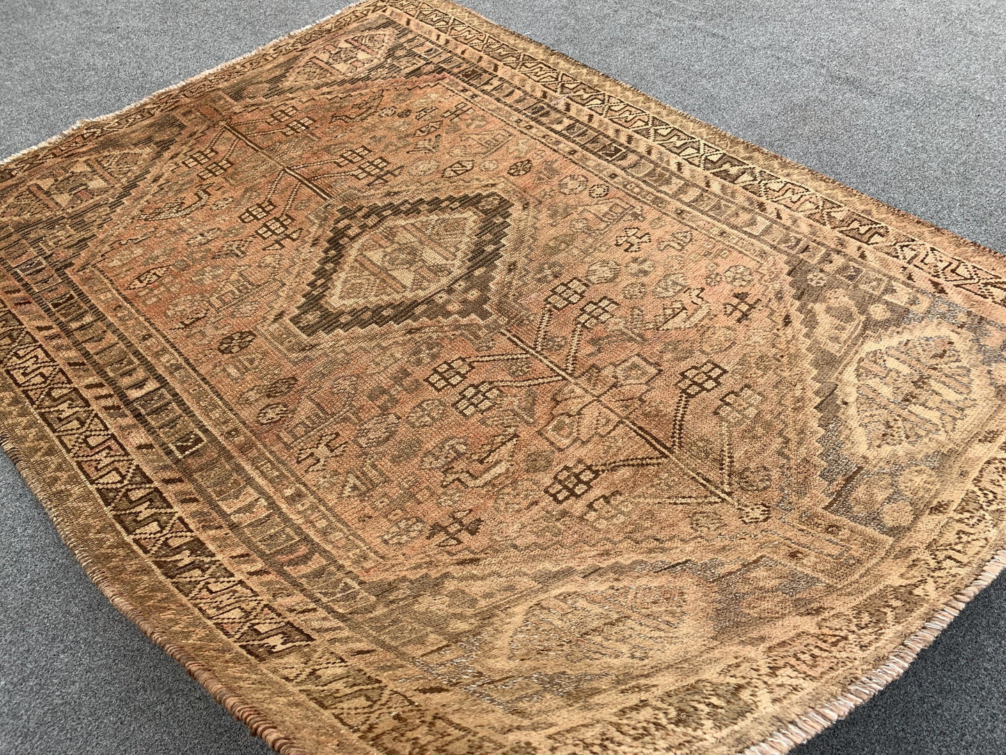 Antique Afghan Rug, 4x5 Ft Caucasian design Rug, Hand knotted Vintage Rug, Oriental Wool Rug, Tribal Area Rug, Rugs for Bedroom Hallway Rug.