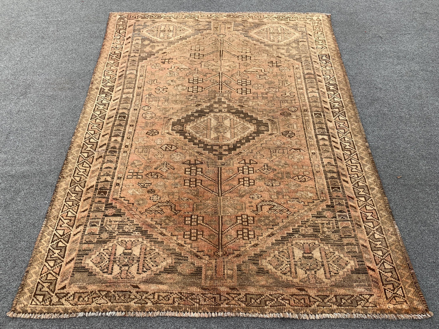 Antique Afghan Rug, 4x5 Ft Caucasian design Rug, Hand knotted Vintage Rug, Oriental Wool Rug, Tribal Area Rug, Rugs for Bedroom Hallway Rug.